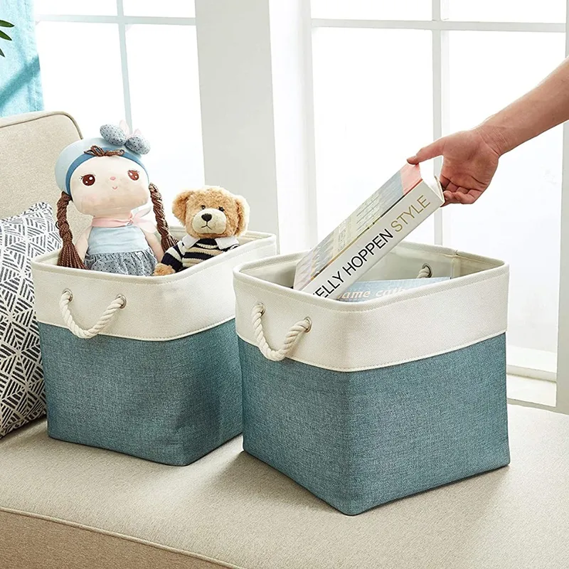 Ny LINEN Fabric Storage Basket Large Capacity Hushåll Square Dirty Cloth Basket Sortering Storage Corge Home Storage Supplies