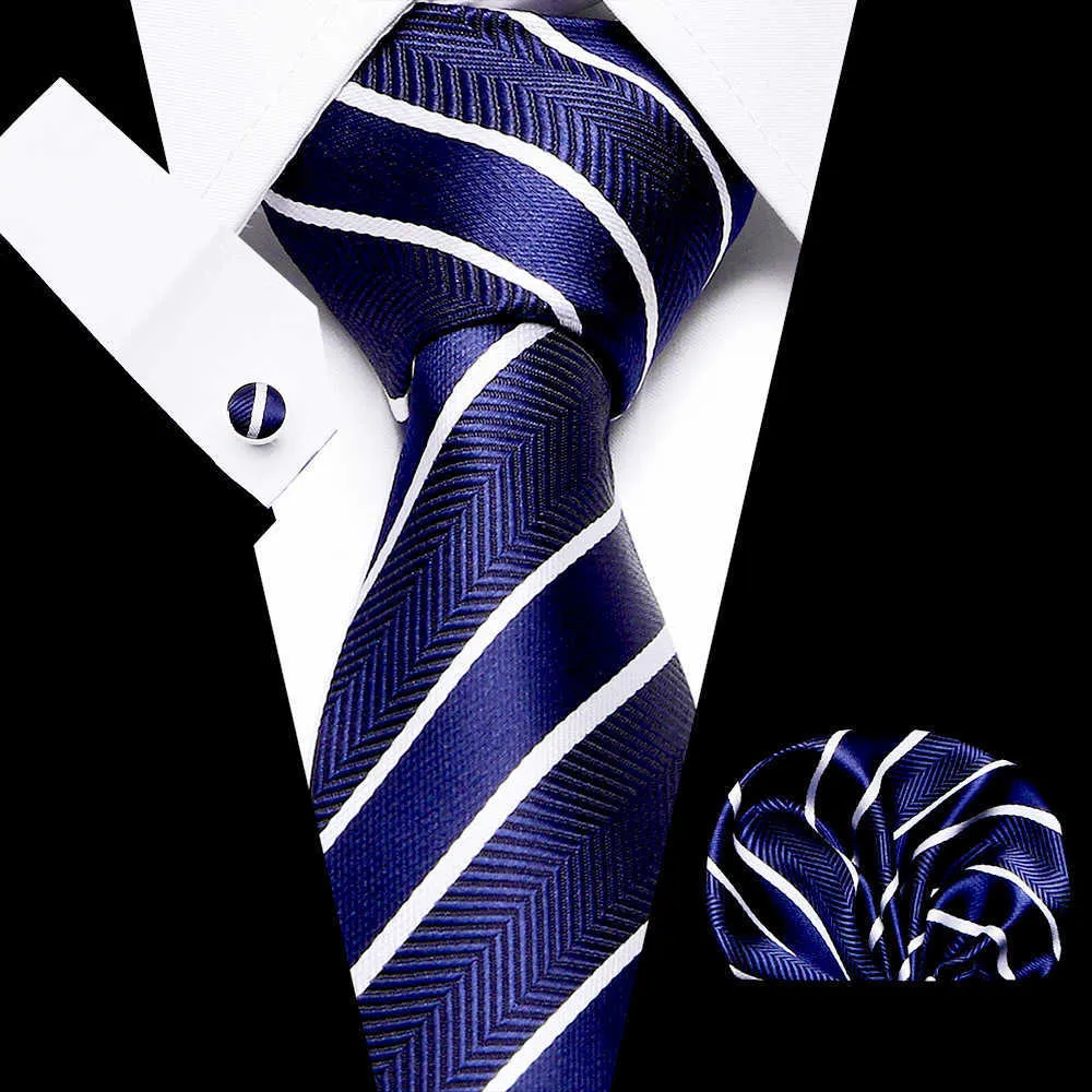 ترابط الرقبة Noverlty Silk Necktie للرجال Solid Luxury Suit Pocket Cufflinks عالية الجودة التعادل مجموعة حفل زفاف Barry Y240325