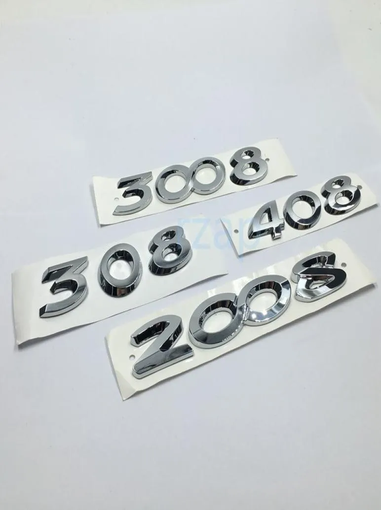 3D Chrome Silver Autocollant pour Peugeot 2008 3008 308 408 Lettres Badge Emblem Logo Car Trunk arrière décalo 3726755