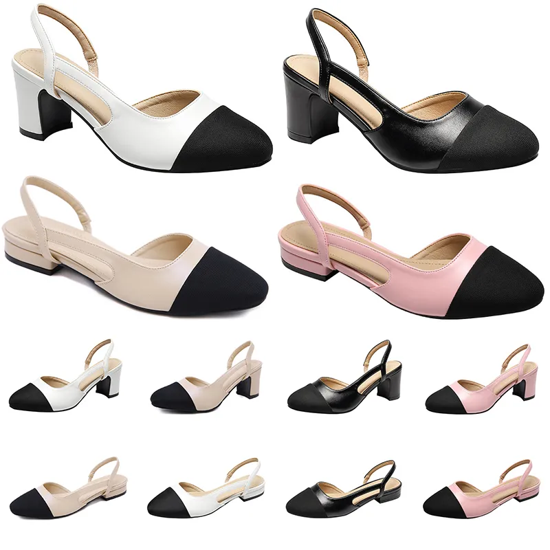 2024 Sapatos de vestido saltos de moda feminina preto branco bege rosa gai ladies tênis ao ar livre tênis tamanho 36-42