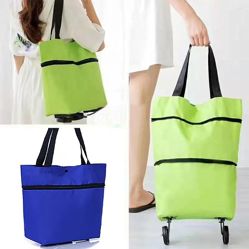 Shopping Bags Supermarket Cart Storage Sundries Holder Carrier Luggage Trolley Wheel Bag Pull