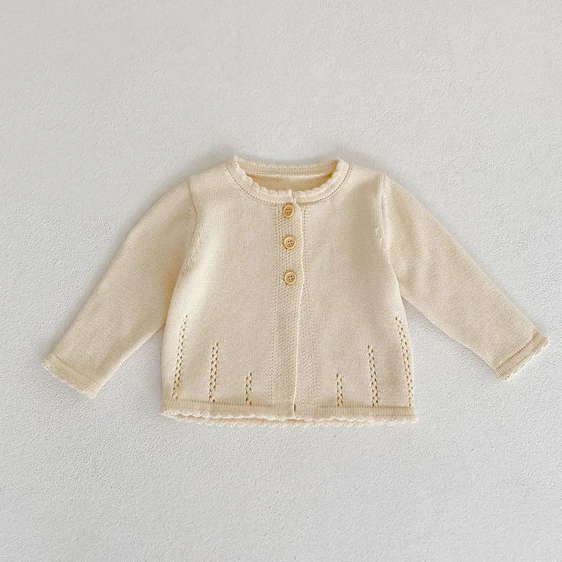 Baby petite fille tricot cardigan couleur solide colate de cardigan à manches longues