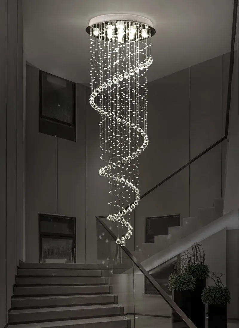 Luxury Crystal Spiral Crystal Chandelier With LED For Modern Living ...