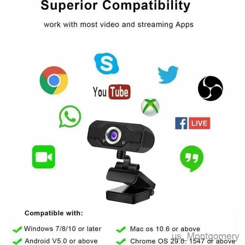 Webbkameror USB 1080p Webcam 4K Webcam med Microphone PC Camera 60fps HD Full kamera Webcam för dator PC Real-Time Video Conference