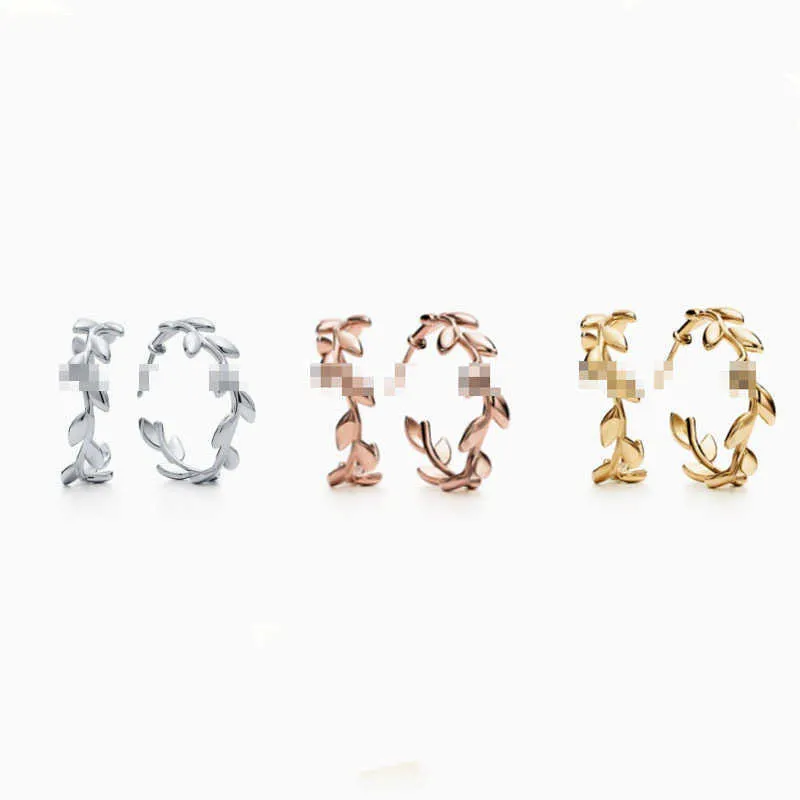 Домашние серьги на роскошном бренде Маленькие 925 серебряных серебряных серебряных серебряных оливных ушей с листовыми ушами и небольшие серьги с логотипом