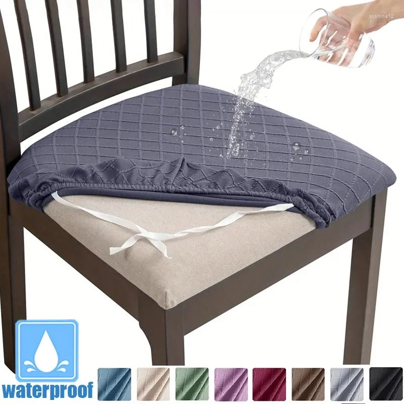 Stol täcker tpu belagd vattentät säte kudde täcke ribbad jacquard stretch heminredning för matsal kök tvättbart 1 st