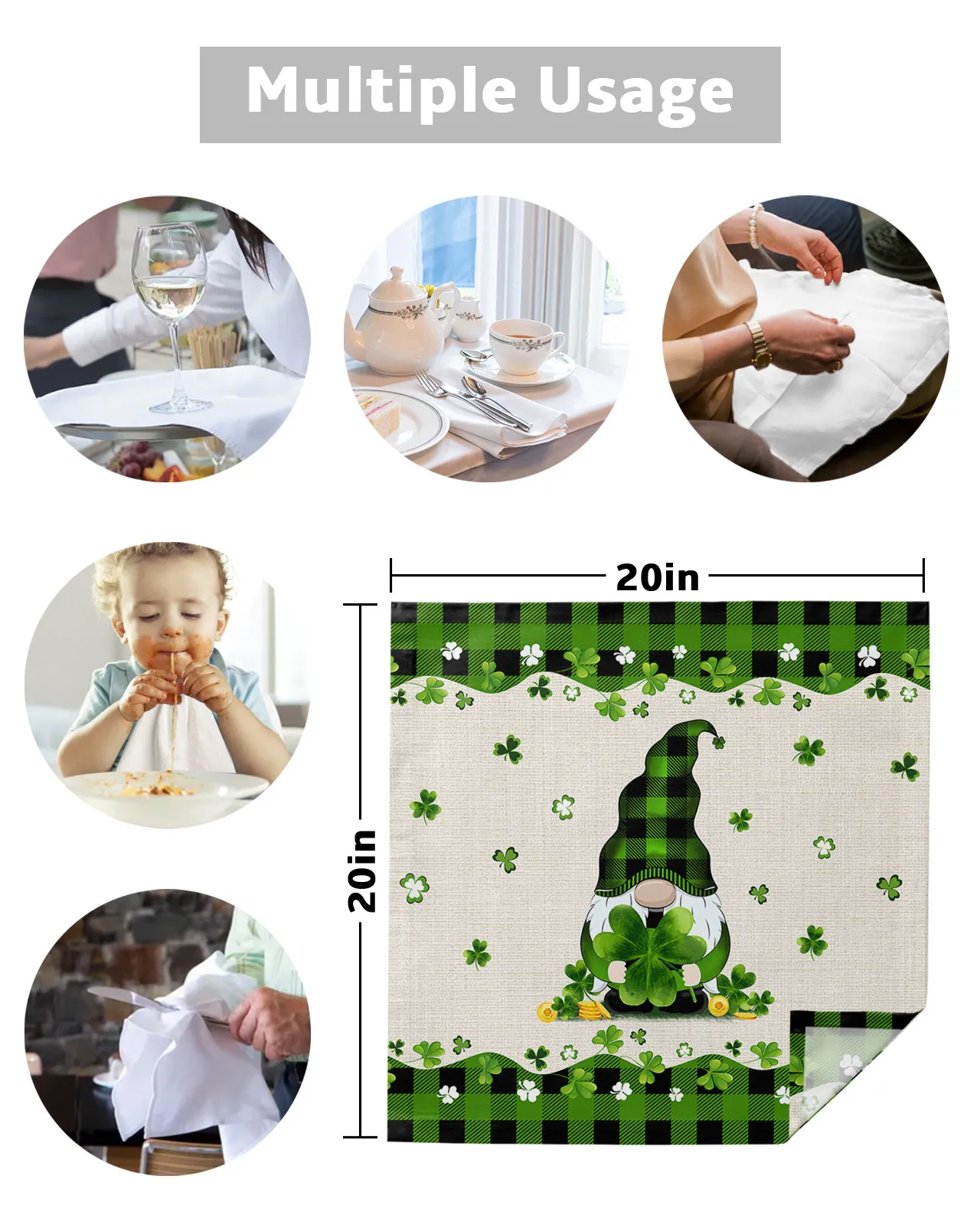 St Patrick'S Day Clover Dwarf Table Napkins Handkerchief Wedding Banquet Table Cloth for Dinner Party Decoration