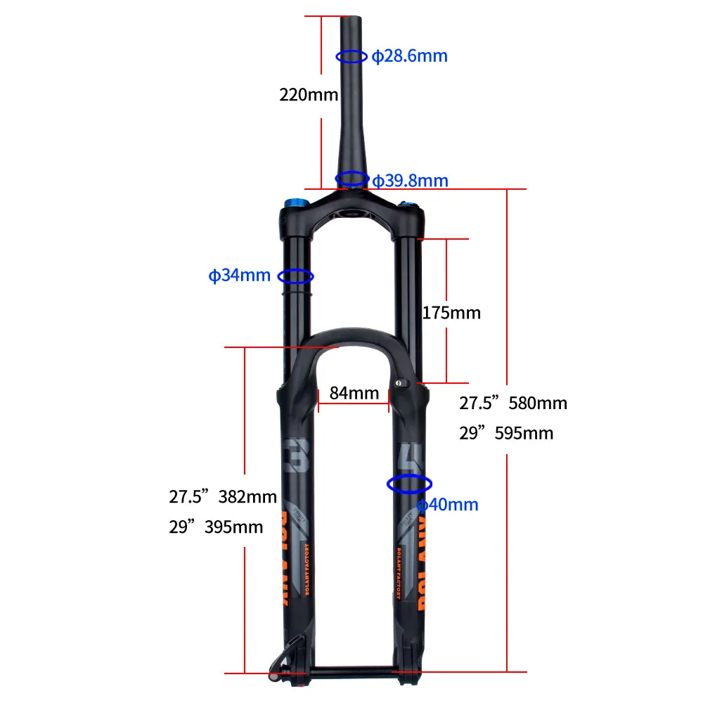 FORCHIO BIKE MTB BOLANGE 175mm Viaggio 27,5/29erthru Axle 15*110mm Boost 148mm Regolazione del rimbalzo Bicyle Down Hill per DH AM