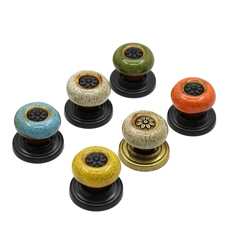 POIGNEE DE MEUBLE, A--Poignées De Porte En Céramique, 1 Pièce, Forme Citrouille Unique, Style