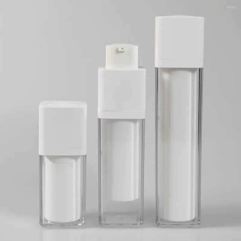 Storage Bottles 15/30/50ml Lotion Empty Airless Bottle Double-Layer Thickened Square Refillable Travel Cosmetic Container Jar Pump