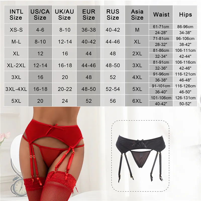 Plus Size Lace Garter Belt Set With 8 Adjustable Straps For Thigh High  Stockings in Black and Red from Dhgate Girls' Tights and Socks - price 11.1