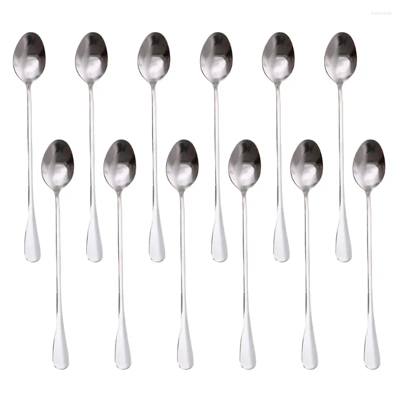 Cuillères 12pcs de longue poignée à thé glacé cuillère café glacée scoop en acier inoxydable Cocktail