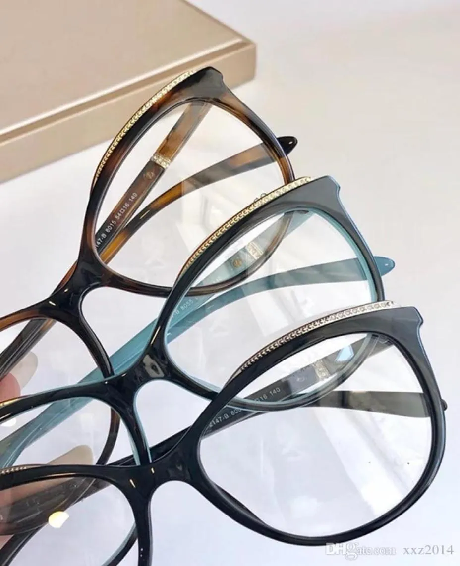 Роскошный дизайн Blue Plank Frame Eleglant Cateye Women Glasses 5416140Artificifical Diamond Decora Fullrim для рецепта Eyeglasse8788179