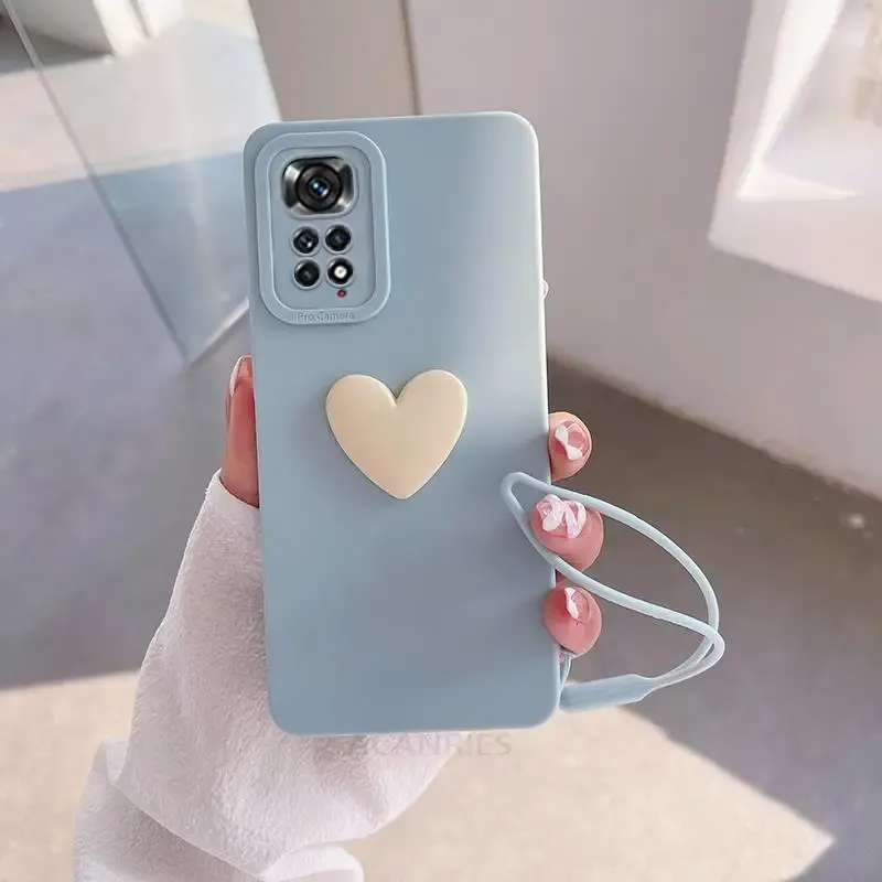 Note11s Love Heart Lonyard Silicone Case sur Xiaomi Redmi Note 11 Pro 11S 4G 5G 10 9 8 10S 11PRO plus 10C 10P CAPER CAMER