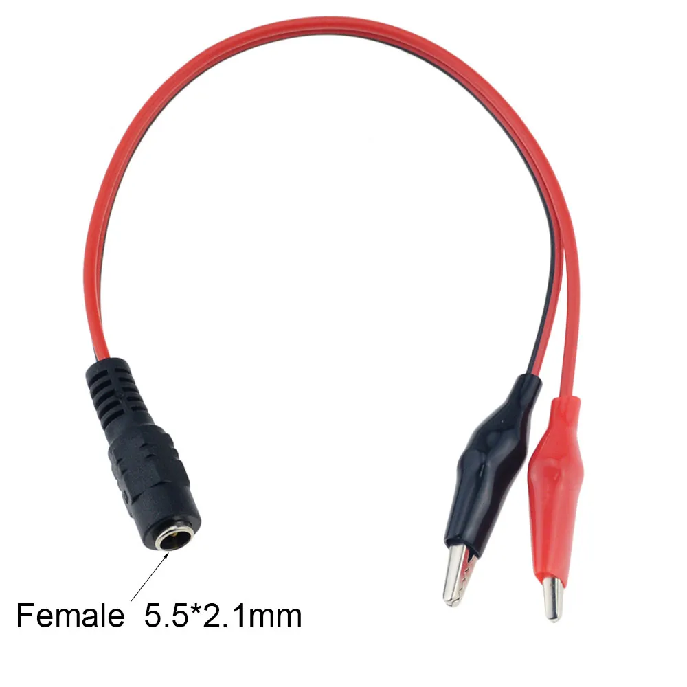 Alligatorklipp till DC Power Plug -anslutning Adapter Plug 25cm Test Leads Wire DC 5.5*2,1 mm Clips Crocodile Male Female Connect