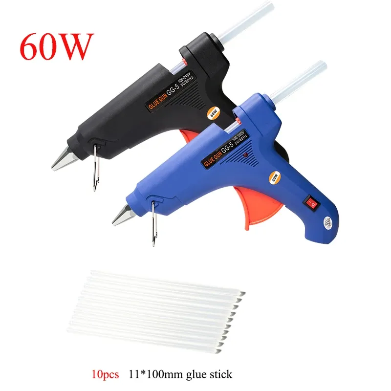 Gun Hot Melt Glue Gun 60W Bleu / Black Hot Glue Gun 11 mm Glue Stick 60W MINI INDUSTRIAL GURS THERMO ELECTRIC TEMPERTER TEMPETUR TEMPERT