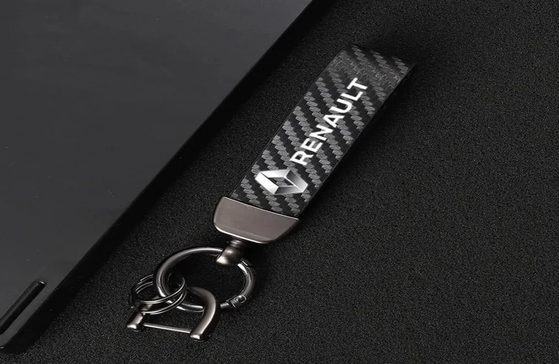 Keychains Leather Car Keychain 360 -graders roterande hästsko nyckelringar för Renault Megane 2 3 4 Clio Duster Captur Accessories2994824