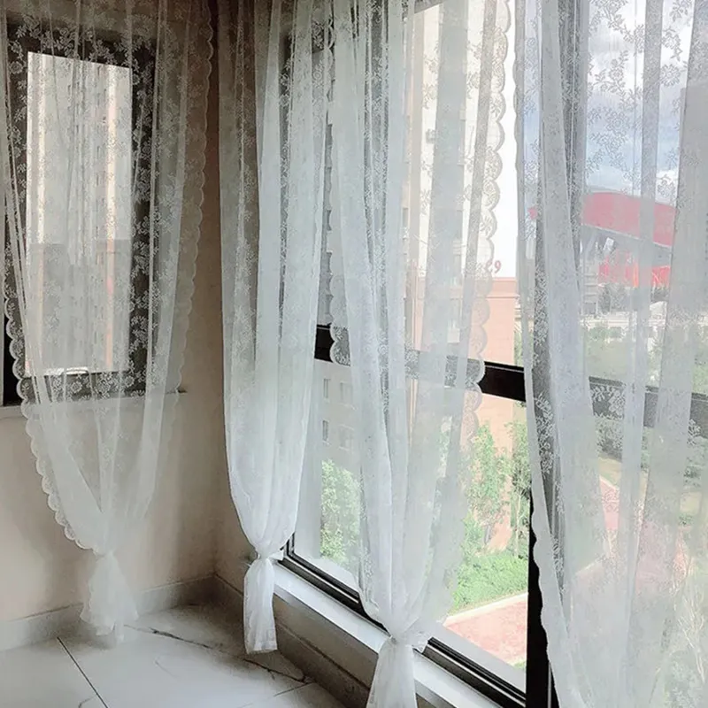 Ins genomskinliga fönstergardiner vit tyllgardin för vardagsrum sovrum spets draperar broderi fönster screening heminredning