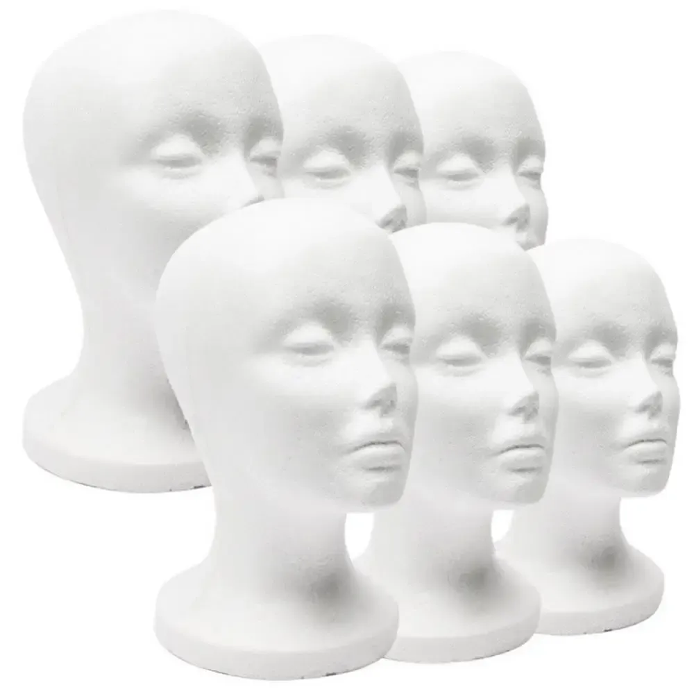 Présent stand femelle mousse mannequin têtes de mannequin chapeau wig bijoux verres de capuche support de mousse mannequin mannequin hier shop rack blanc