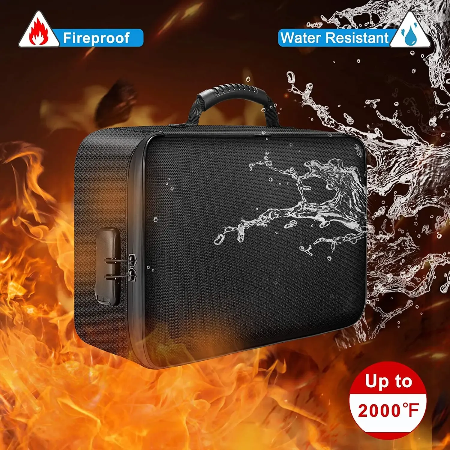 D3 Document Bag Lockable 3-layer Flame-retardant Documents Storage Box Waterproof Zipper Travel Bags Certificates Travel Bags