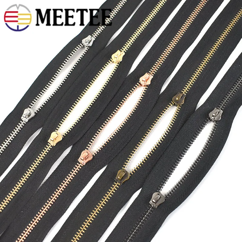 2/5Meters 3# 5# Metal Zipper & Zip Slider Jacket Garment HandBags Decor Zippers Repair Kit DIY Replacement Sewing Accessories