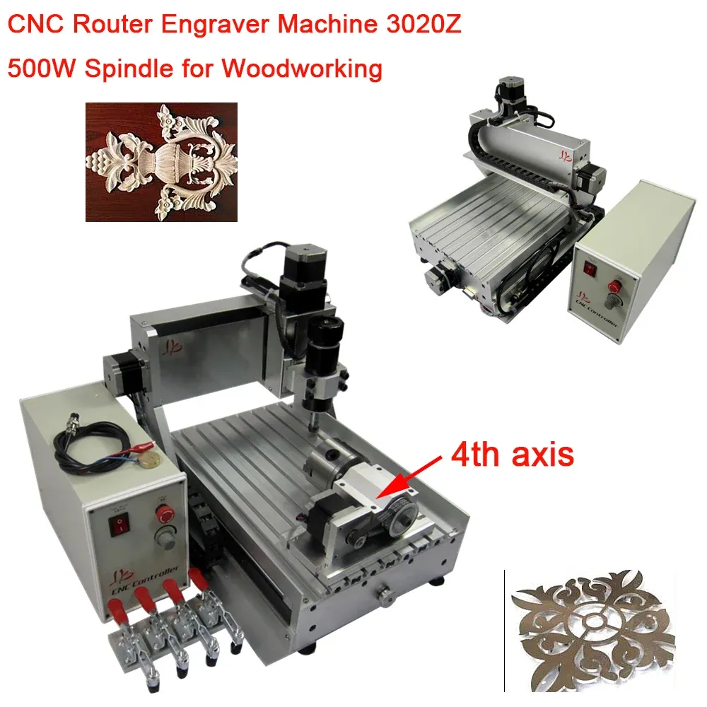 LY CNC Router 3020Z Грейвинг -фрезерная машина 500W Шпиндель для металлической деревообработкой CNC Carving Graver 3 Оси 4 Ось.