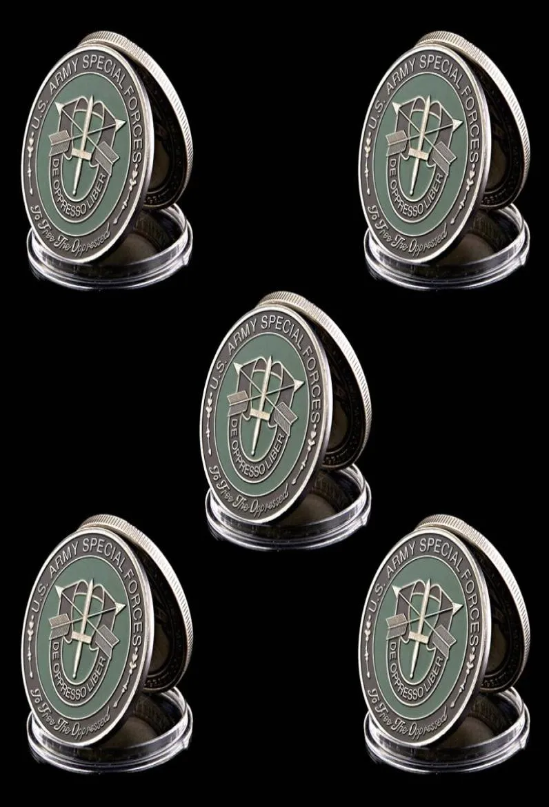 5pcs US America Ejército Craft Fuerzas especiales Nice Green Military Beret Metal Challenge Coin Collectibles4934249