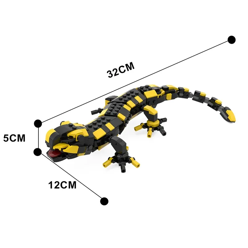 Moc Fire Salamander Builds Ustaw popularny kolor gadów Little Dinosaur Idea Animal Cegły Zabawki dla dzieci Prezenty