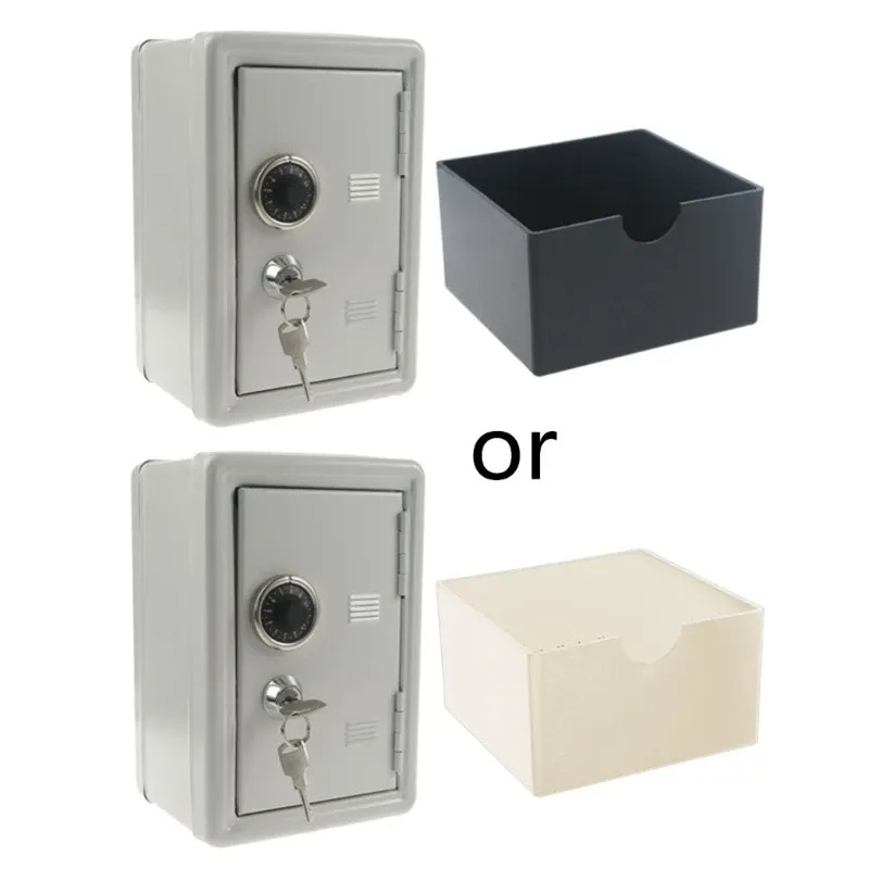 Kids Money Safe Box - Mini Locker With Combination Lock & Key, Steel Piggy Bank For Boys & Girls (Black)