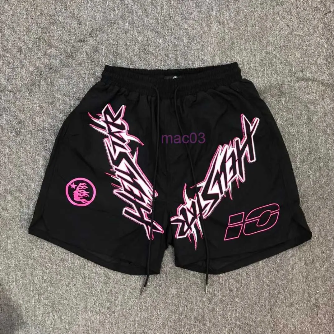  Men Designer Hell Casual Washed Flame Letter Print Shorts Beach Swimming Oversized Shorts Basketball Running Fitness  Short 1028