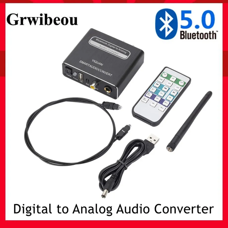 Connectors Grwibeou Bluetooth 5.0 Compatible DAC Digital -to Analog Audio Converter Adapter Playback Microfon Fernsteuerungs -Audio -Decoder