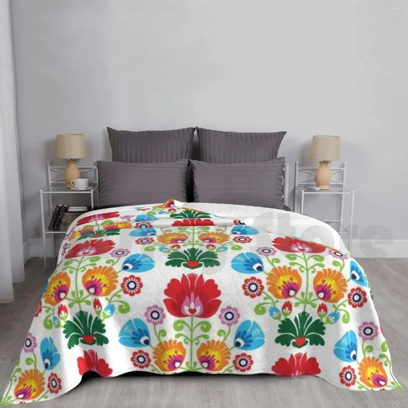 Blankets Poland Folk Art Wycinanki Floral Pattern Face Cover Blanket For Sofa Bed Travel Polish