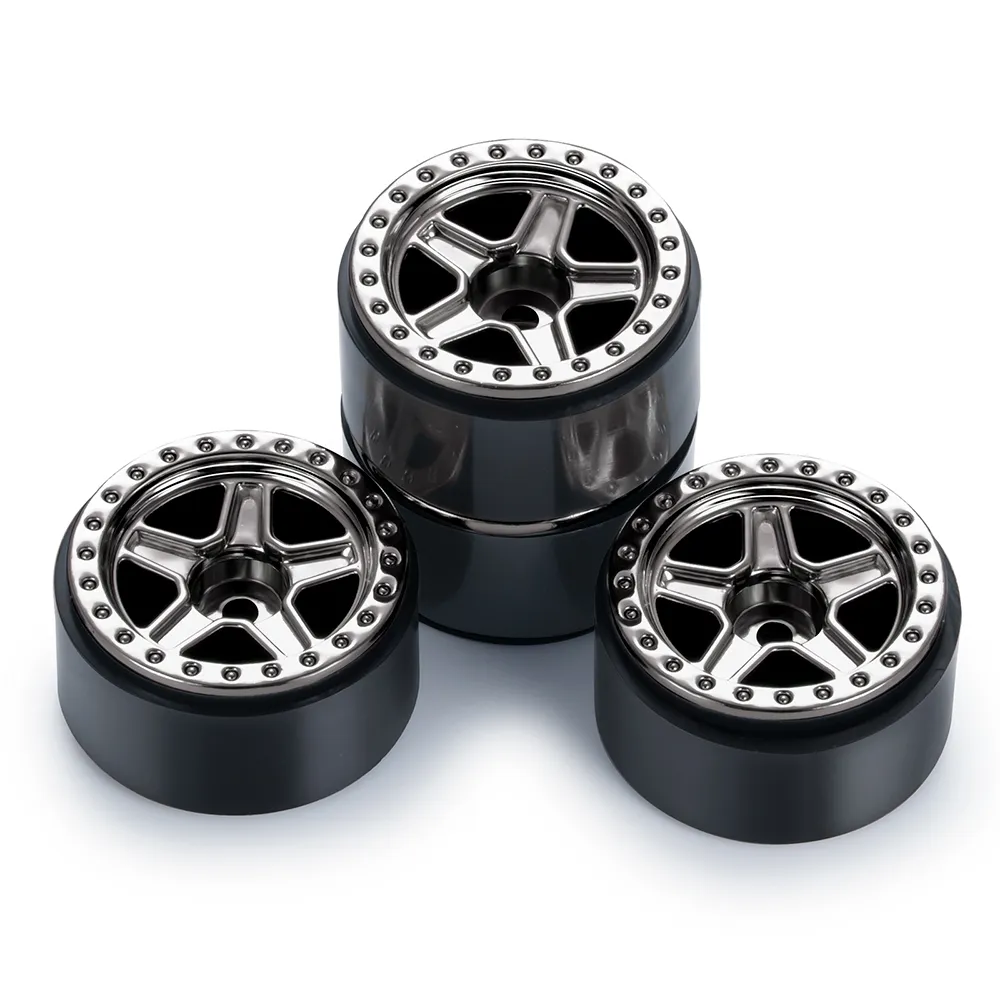 Lot de 4 Pneus 1.0 et Jantes en MéTal Beadlock pour 1-24 RC Crawler Car Axial SCX24 FCX24