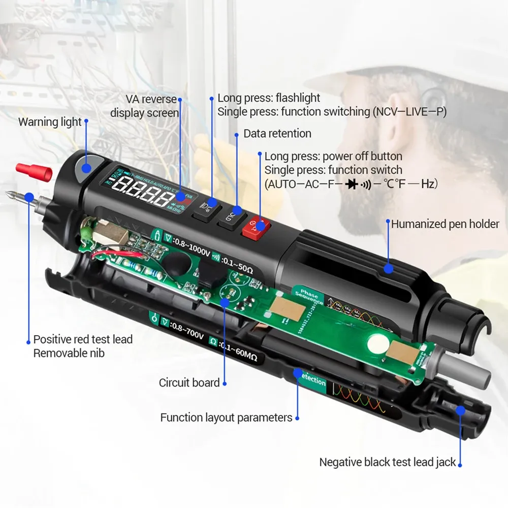 A3008/A3009 Digital Multimeter 6000 Counts NonContact Voltage Meter Multimetre Auto Intelligent Sensor DC AC Voltage Teste Pen