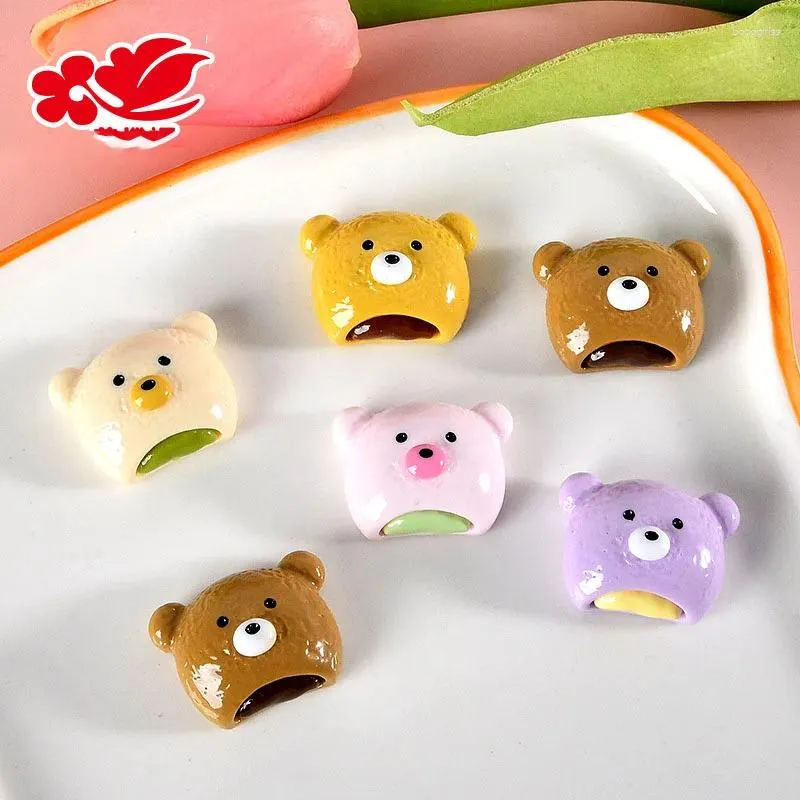 Figurine decorative 10pcs Kawaii Cartoon Orso Panna Resina Cabochon Flatbacks Scrapbooking per decorazioni telefoniche Cragi artigianato Gioielli fai -da -te Making