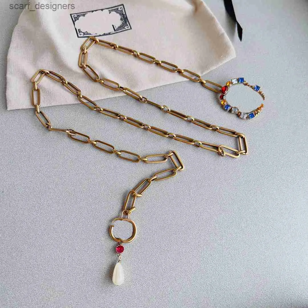 Pasy kobiety w stylu vintage łańcucha paska w kolorze diamentów luksusowa marka Naszyjnik paska dekoracyjna litera złota pereł łańcuch łańcucha pasa
