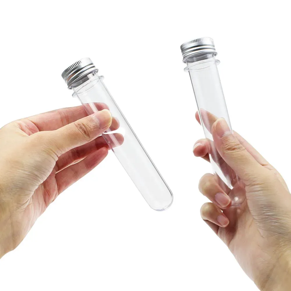 30ml Excellent Plastic Transparent Test Tubes with Aluminum Cap Bottles School Supplies Lab Equipments 25x110mm
