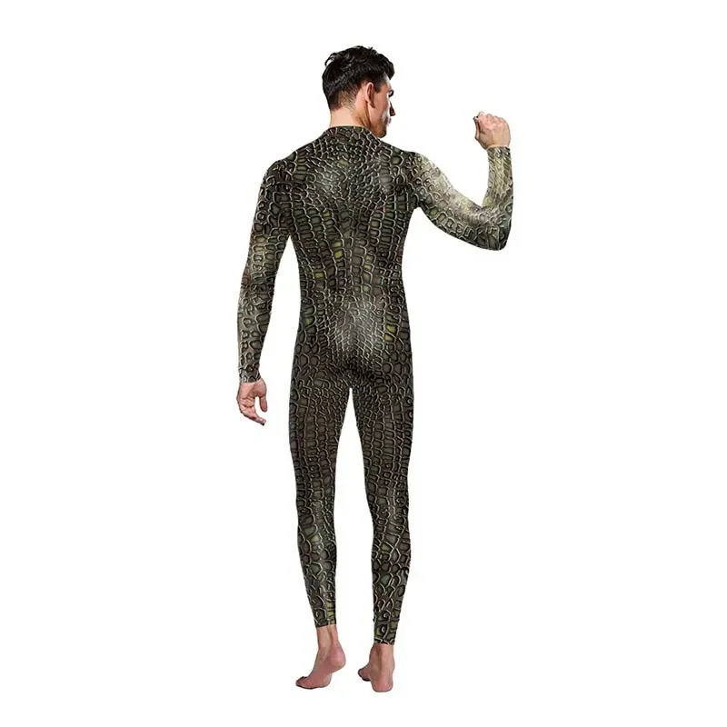 3D Crocodile Printed Cosplay Bodysuit Costume Men Kvinnor Snake Skin Mönster Zentai Halloween Party Jumpsuit Performance Suit