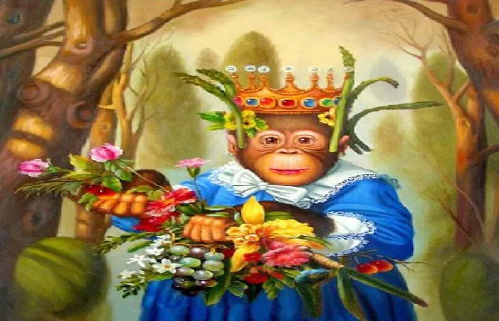 Encadré 100 artisanat à main de haute qualité portrait animal moderne peinture à l'huile avec des singes multiples disponibles H0427719409