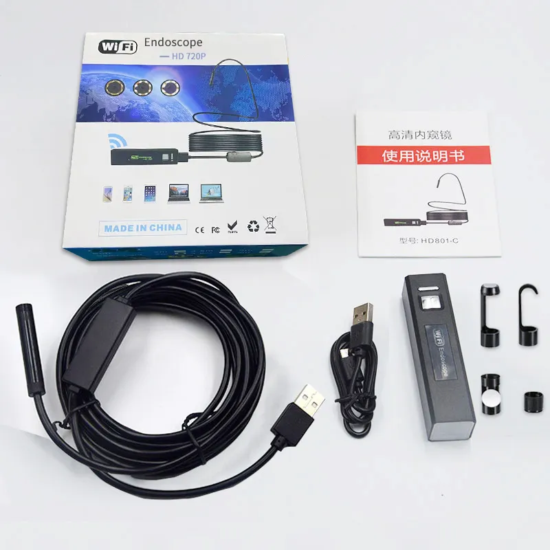 720P 8mm Endoscope Camera Usb Type-C 3-in-1 for Android Mobile PC Laptop IP68 Length 5m Hard Wire