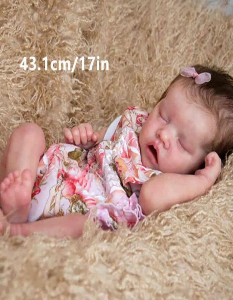 Reborn Baby Doll Doll 17 pollici Lifeleke Nuitborn Girl Baby Lifelese Soft Touch Maddie con capelli portatili di alta qualità AA5445930 di alta qualità AA5445930