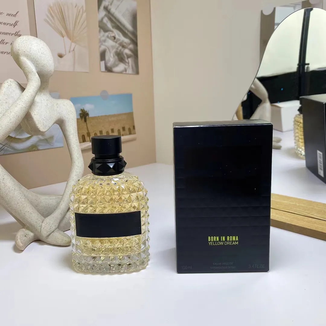 Parfums di lusso per uomo fragranza giallo sogno rockstud noir edt eau de toilette spray 100ml 3.4 fl.oz di alta qualità di alta qualità di cologna di lunga durata profumi per profumi