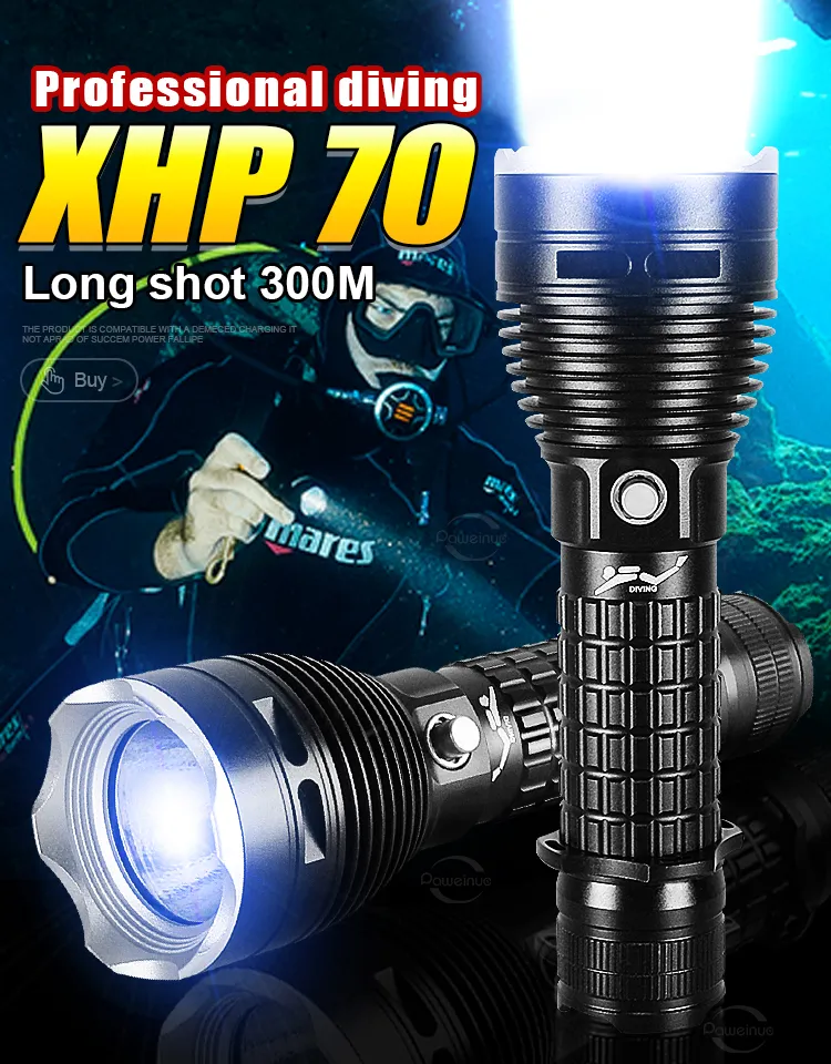 Jeffergarden Lampe de Poche de Plongée, Lampe de Poche LED Sous-marine