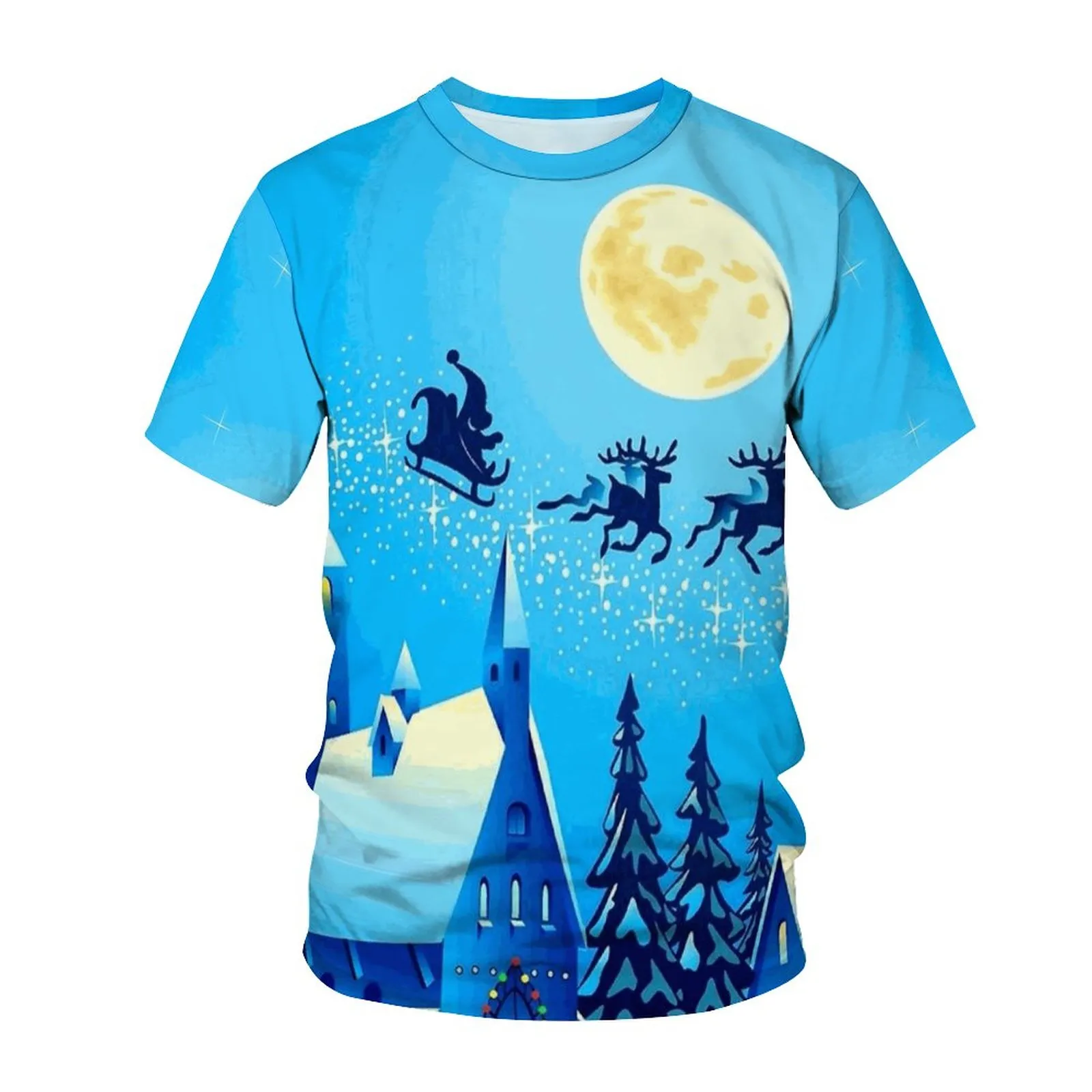 NOUVEAU CARNIVAL DE CHRIOT-CARNIVAL MENS'S T -SHIRT 3D Prince Santa Claus Vêtements Snowman Amosphère Côtes courtes.