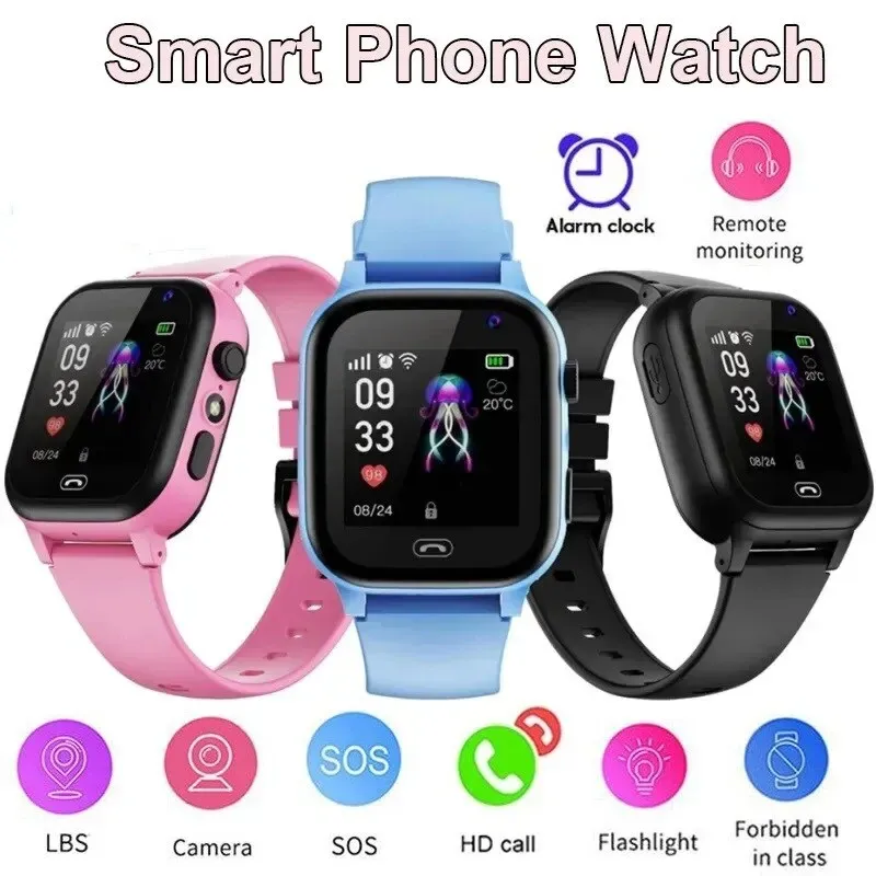 Watches 2023 New Q12B Feedback Kids Smart Watch SOS LBS Voice Chat Call Sim Card For Children SmartWatch Camera Waterproof Phone Watch