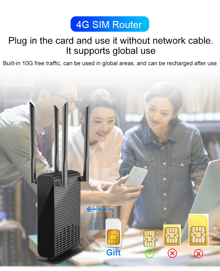 4G SIM Router WE2805-E 1200 Mbps WiFi 300 Mbps Modem WAN LAN with SIM ...
