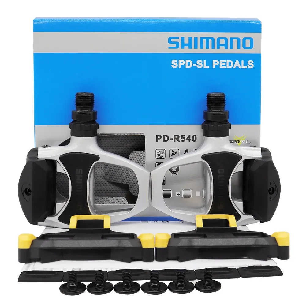 Pedals Shimano PD-R540 Rower szosowy, szerokie platforma 4700 srebrzysty pedał R540 do roweru szosowego oryginalne części