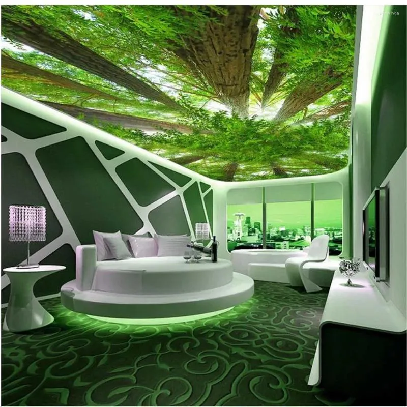 壁紙カスタム3D天井美しい景色の風景壁紙森林天井壁画
