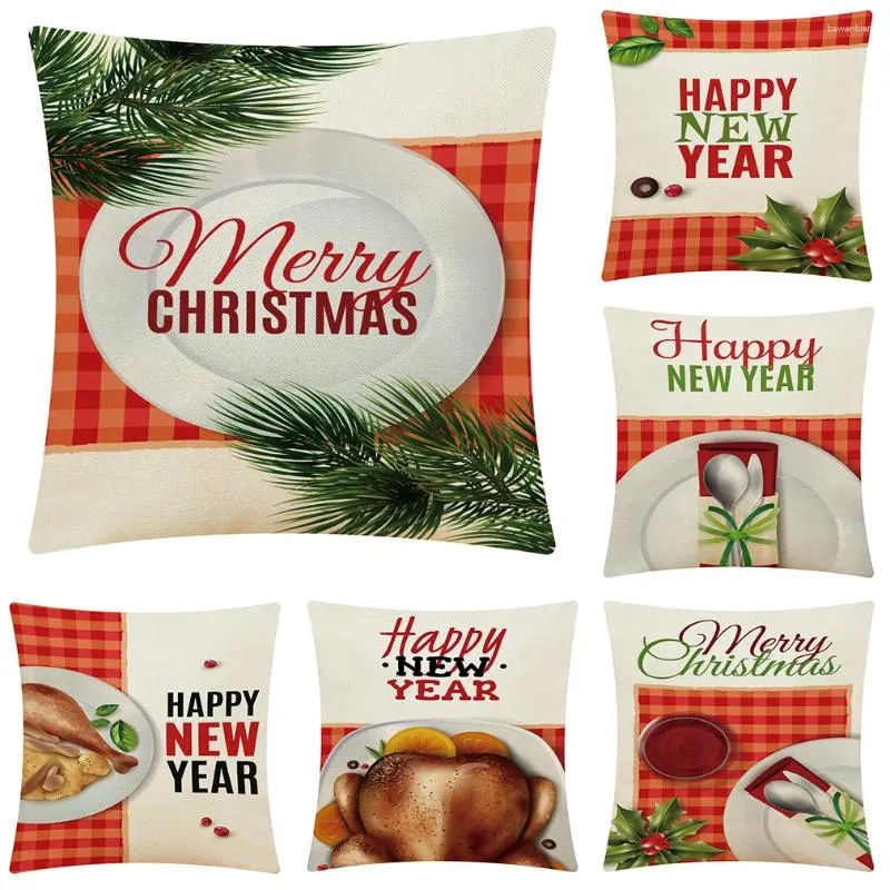 Подушка с рождественским обложкой для офисного дивана домашний декор Счастливый год декоративный бросок 45x45 см.