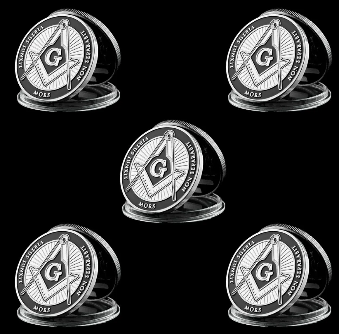 5pcs Collection Coin European Brotherhood masons Masonic Craft Token 1 oz Silver Plated Challenge Badge6096397